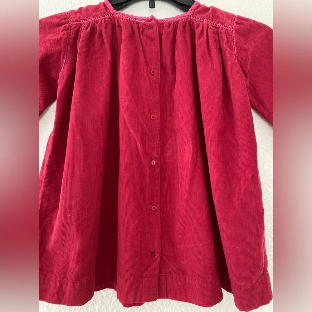 Caramel Red/Pink Long Sleeve corduroy Baby girl Dress - Picture 6 of 6